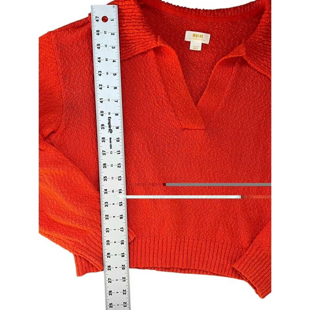 Anthropologie x‎ MAEVE V-neck Polo Sweater Large Preppy Boho - Picture 5 of 8